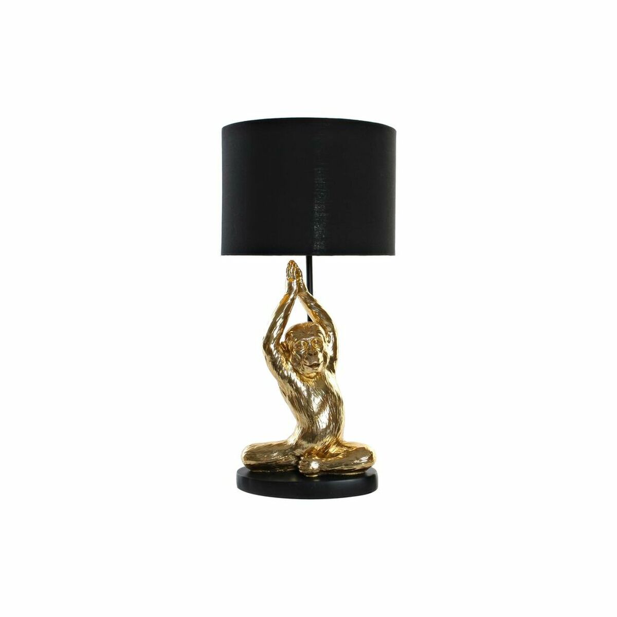Lampada Da Tavolo Dkd Home Decor Nero Dorato Poliestere Resina Scimmia (25 X 25 X 48 Cm)