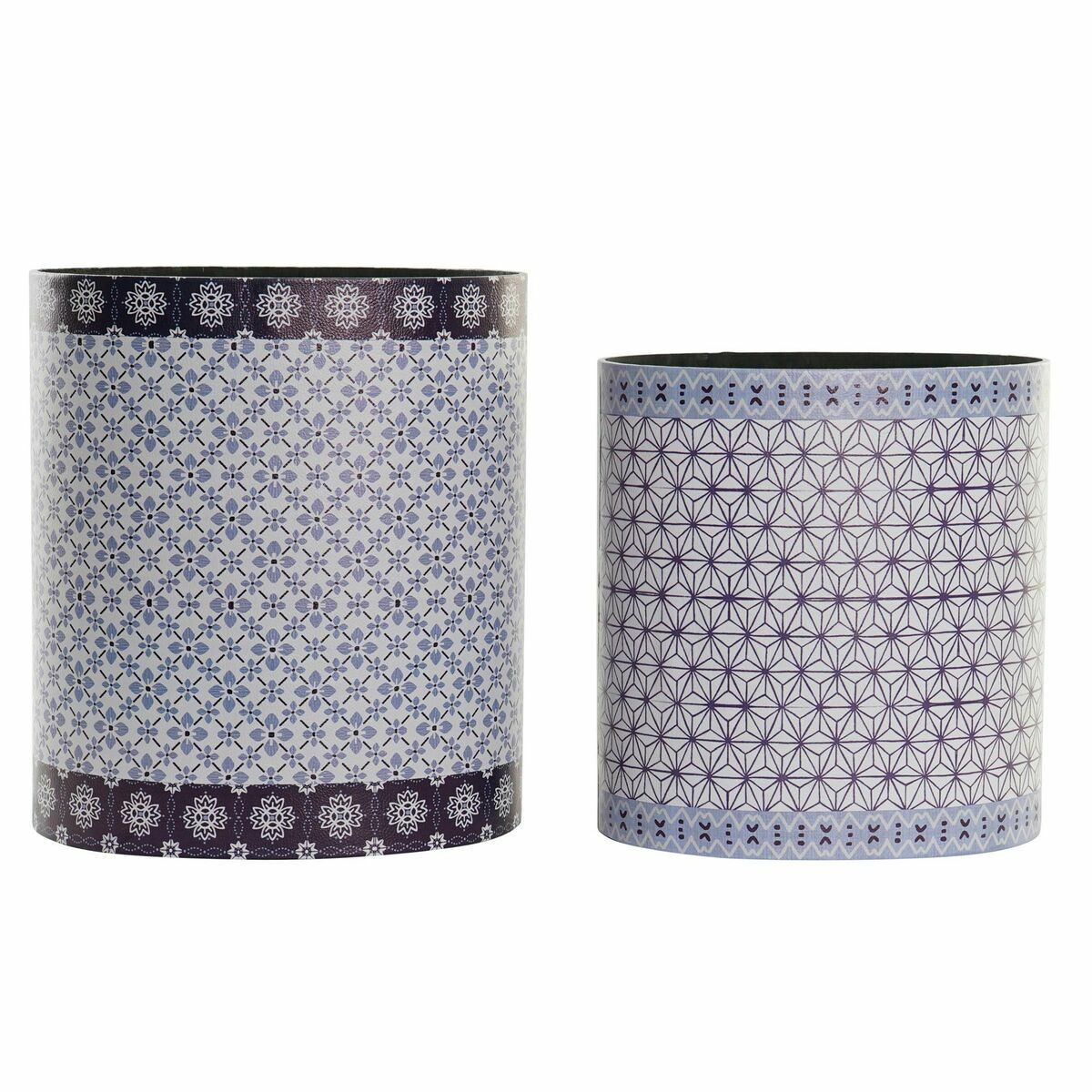 Cestino Dkd Home Decor Azzurro Bianco Legno Tela Vintage