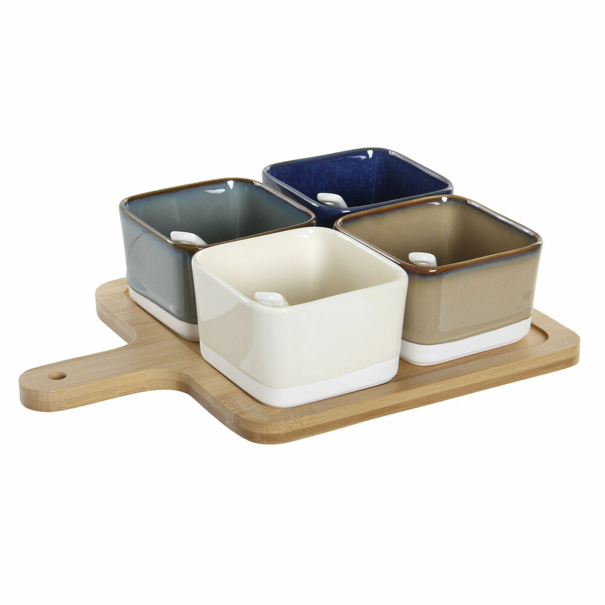 Set Da Aperitivo Dkd Home Decor 27 X 20 X 1,3 Cm Porcellana Beige Azzurro Marrone Verde Moderno