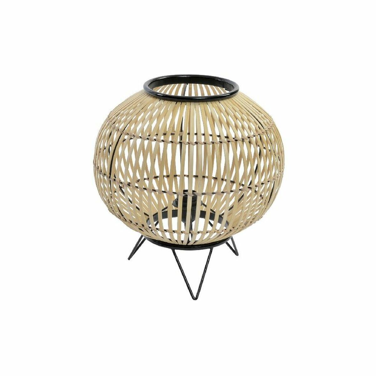 Lampada Da Tavolo Dkd Home Decor Nero Metallo Marrone Bambù (36 X 36 X 37 Cm)