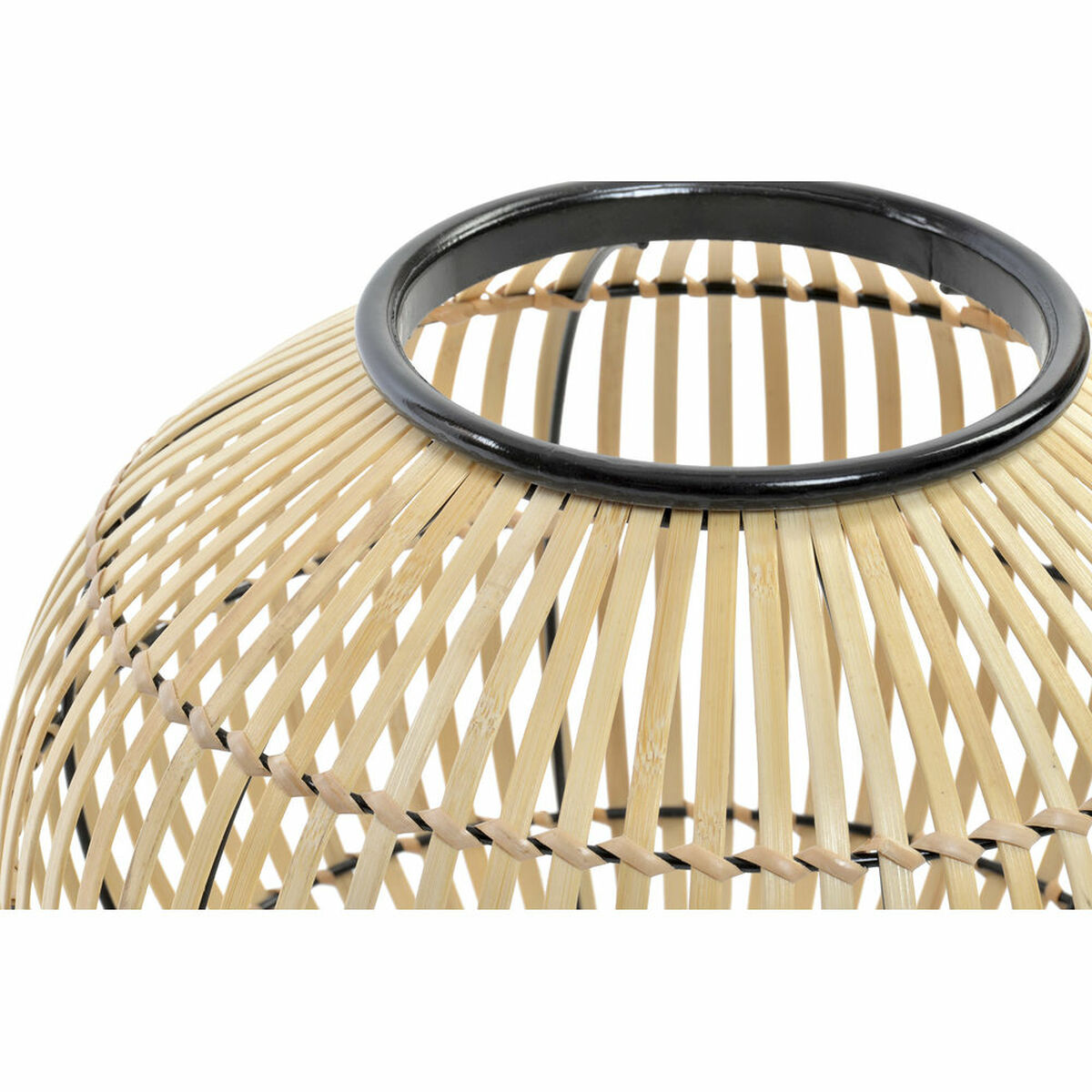 Lampada Da Tavolo Dkd Home Decor Nero Metallo Marrone Bambù (36 X 36 X 37 Cm) - Image 4