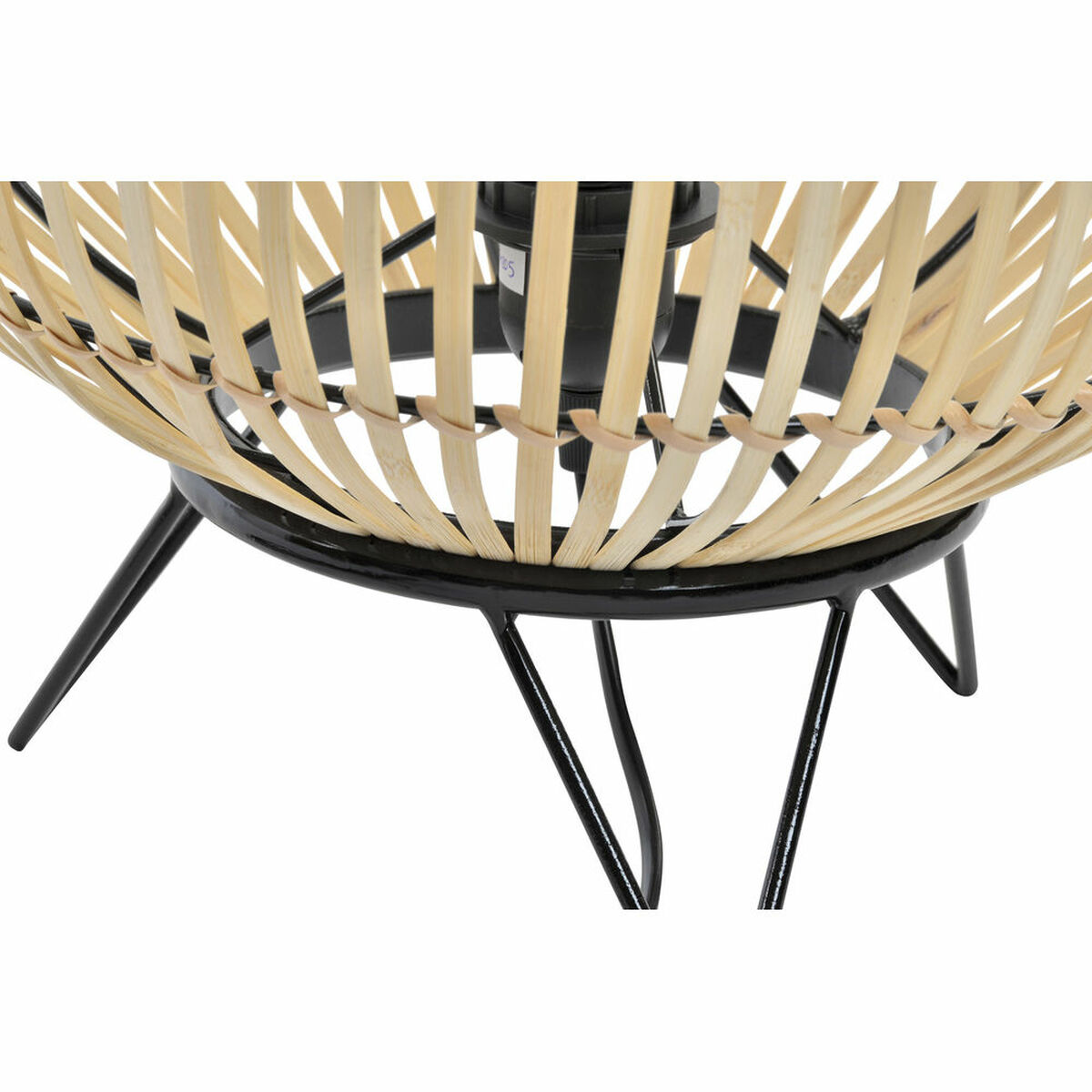 Lampada Da Tavolo Dkd Home Decor Nero Metallo Marrone Bambù (36 X 36 X 37 Cm) - Image 3