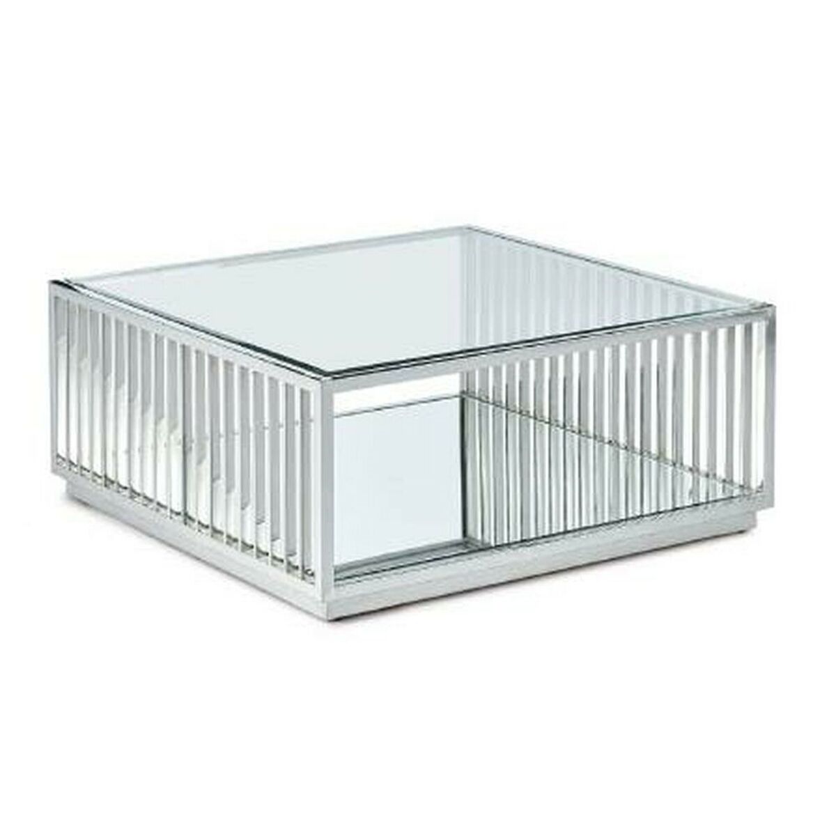 Tavolino Da Caffè Dkd Home Decor Trasparente Argentato Acciaio Specchio 100 X 100 X 45 cm