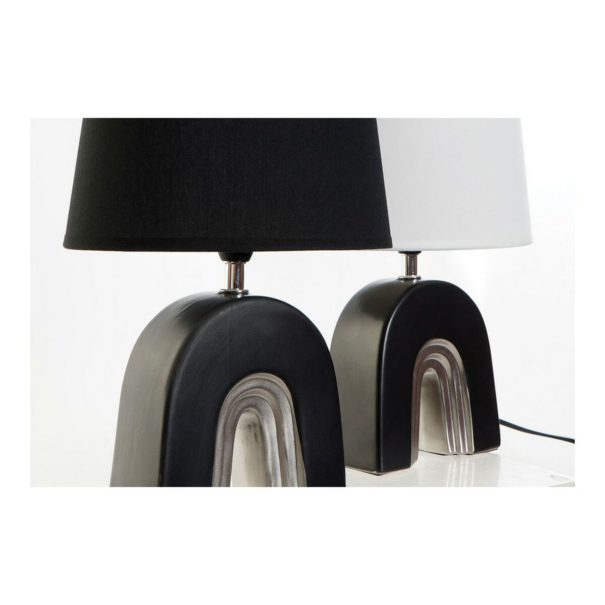 Lampada Da Tavolo Dkd Home Decor Ceramica Nero Poliestere (20 X 20 X 31 Cm) (2 Pcs) - Image 4