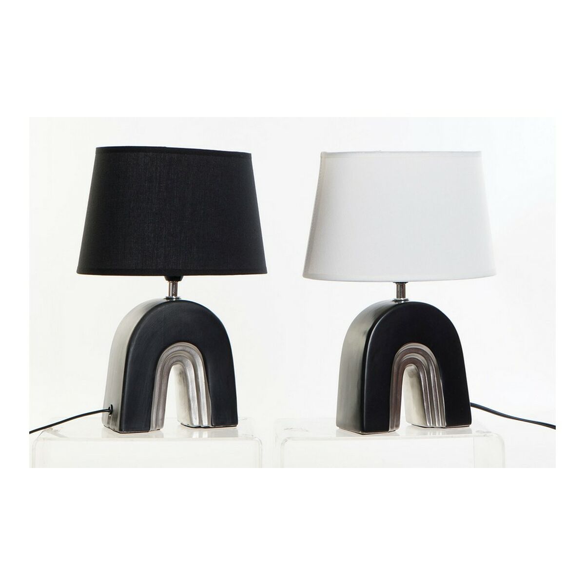 Lampada Da Tavolo Dkd Home Decor Ceramica Nero Poliestere (20 X 20 X 31 Cm) (2 Pcs) - Image 6