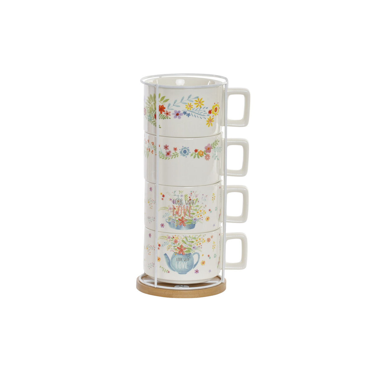 Set Di Tazze Da Caffè Dkd Home Decor Multicolore Metallo Bambù Dolomite 260 ml