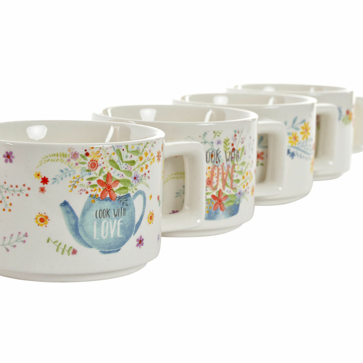 Set Di Tazze Da Caffè Dkd Home Decor Multicolore Metallo Bambù Dolomite 260 ml - Image 3