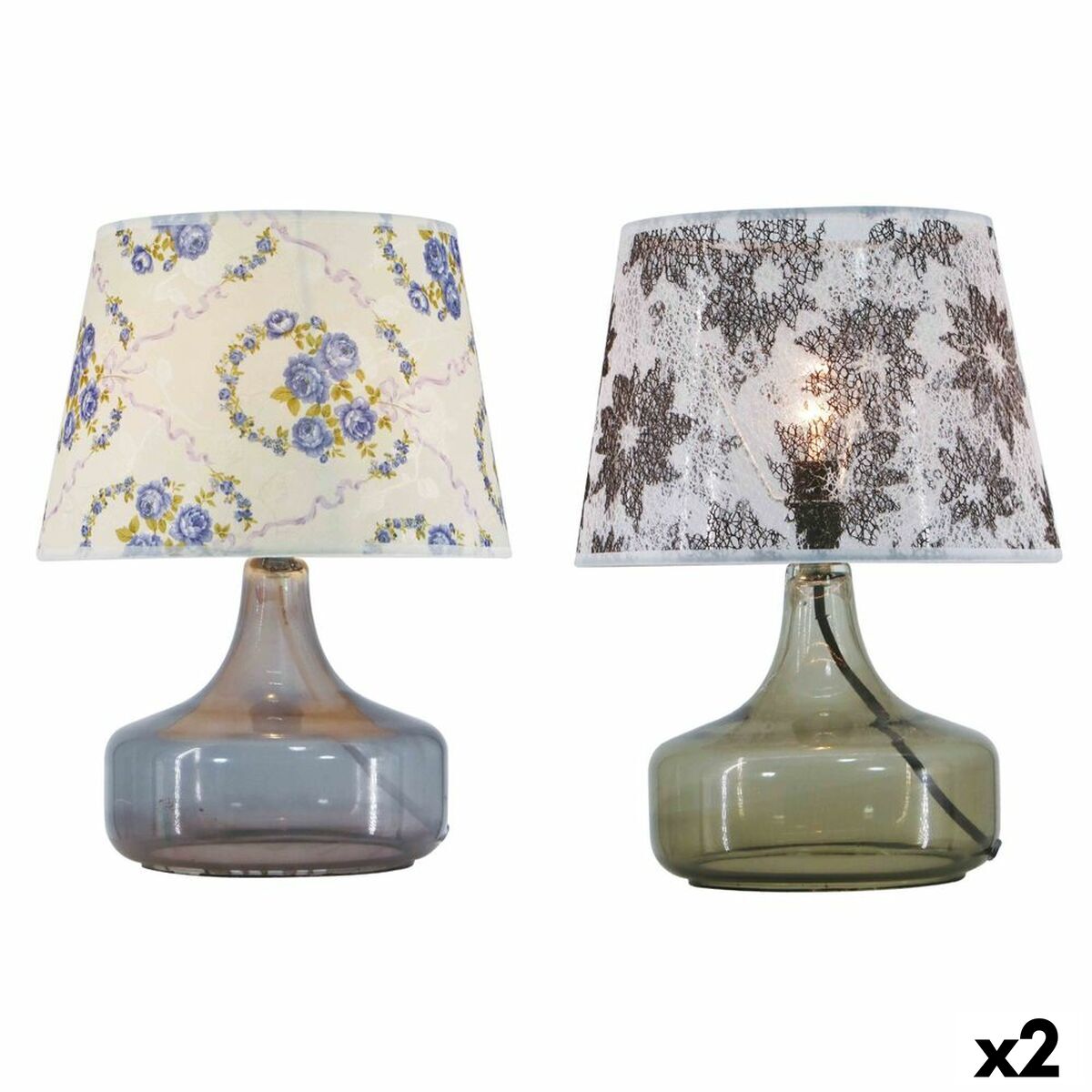 Lampada Da Tavolo Dkd Home Decor 28 X 28 X 40,5 Cm Cristallo Multicolore 220 V 50 W (2 Unità)