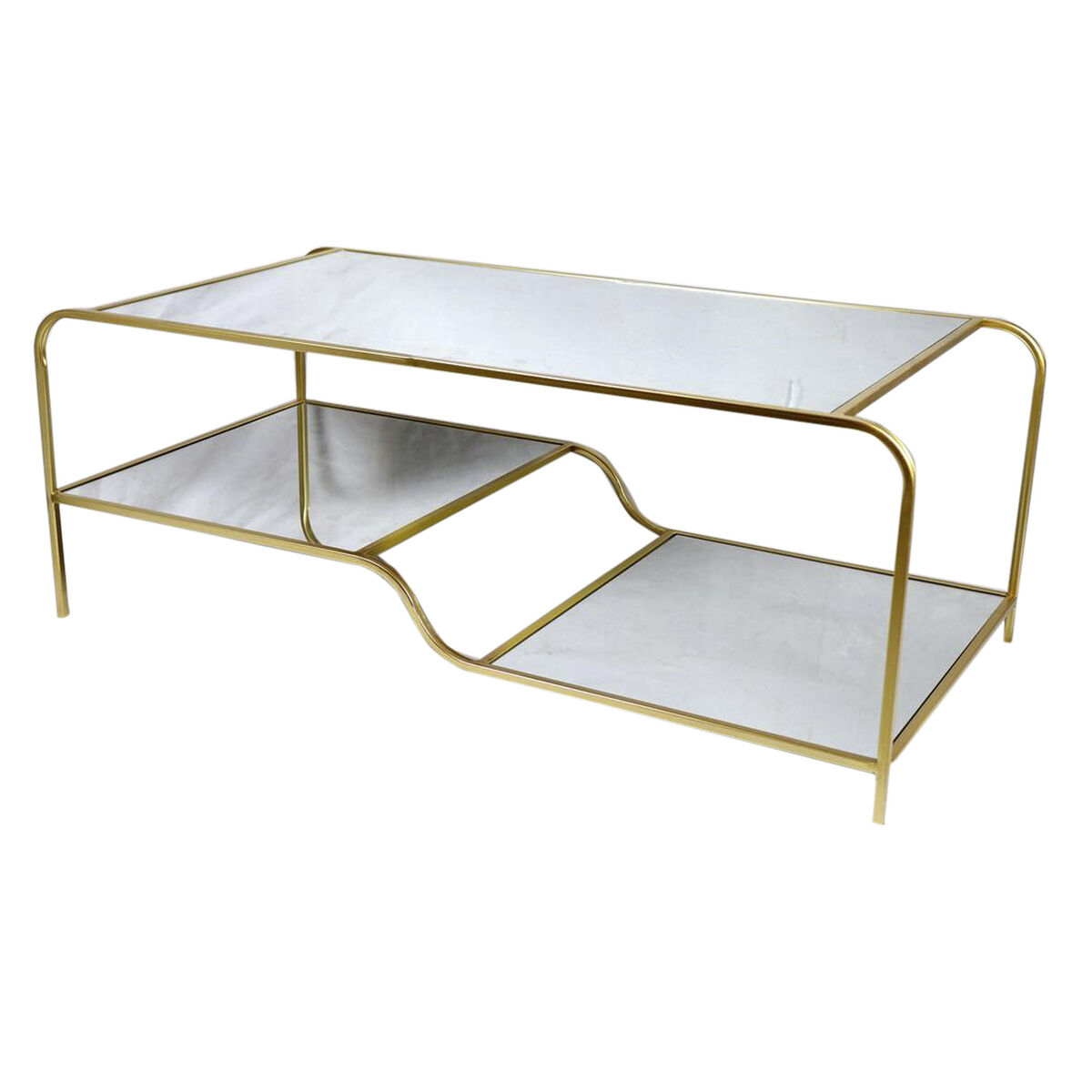 Tavolino Da Caffè Dkd Home Decor Glamour Dorato Metallo Specchio 120 X 60 X 45 cm