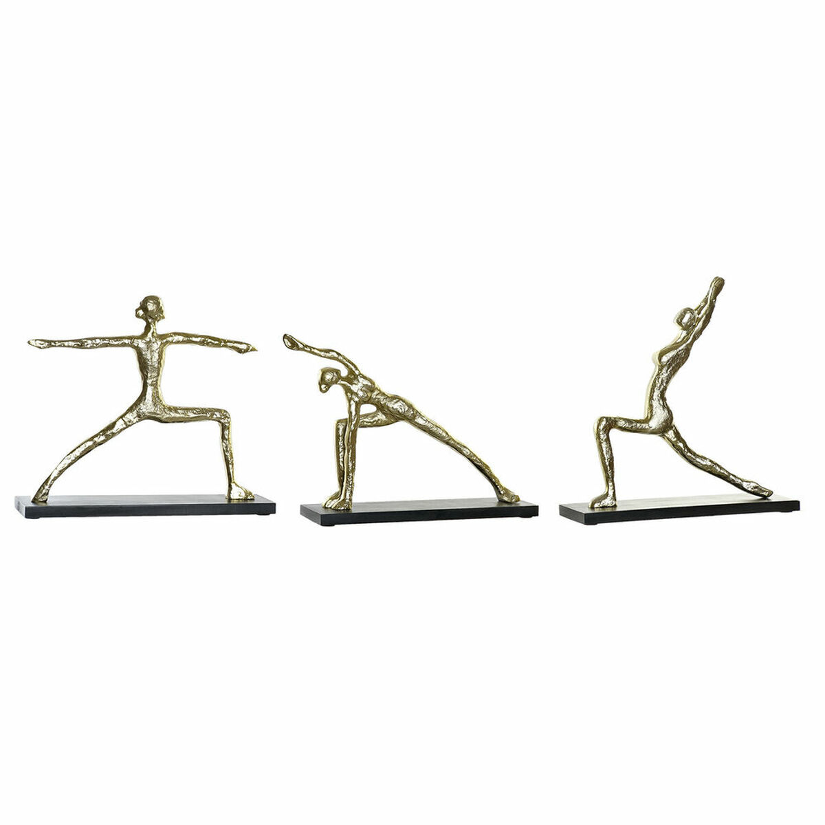 Statua Decorativa Dkd Home Decor 33 X 10 X 35 Cm Nero Dorato Indiano Yoga (3 Unità)