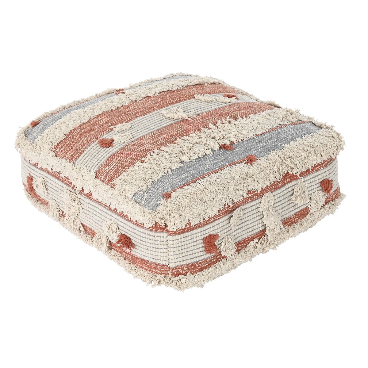 Puff Dkd Home Decor Bianco Arancio Alluminio Righe Boho