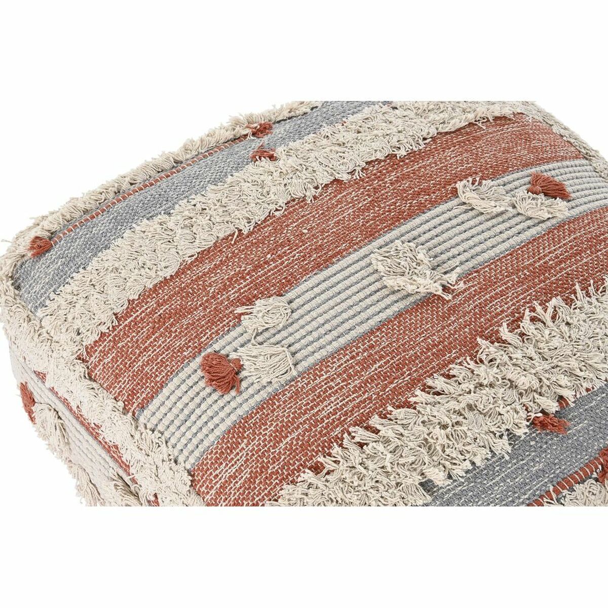 Puff Dkd Home Decor Bianco Arancio Alluminio Righe Boho - Image 3