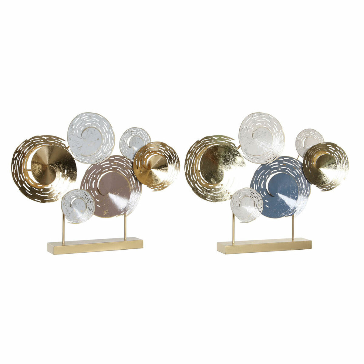 Statua Decorativa Dkd Home Decor 65,4 X 9 X 51 Cm Astratto Azzurro Dorato Marrone Moderno (2 Unità)