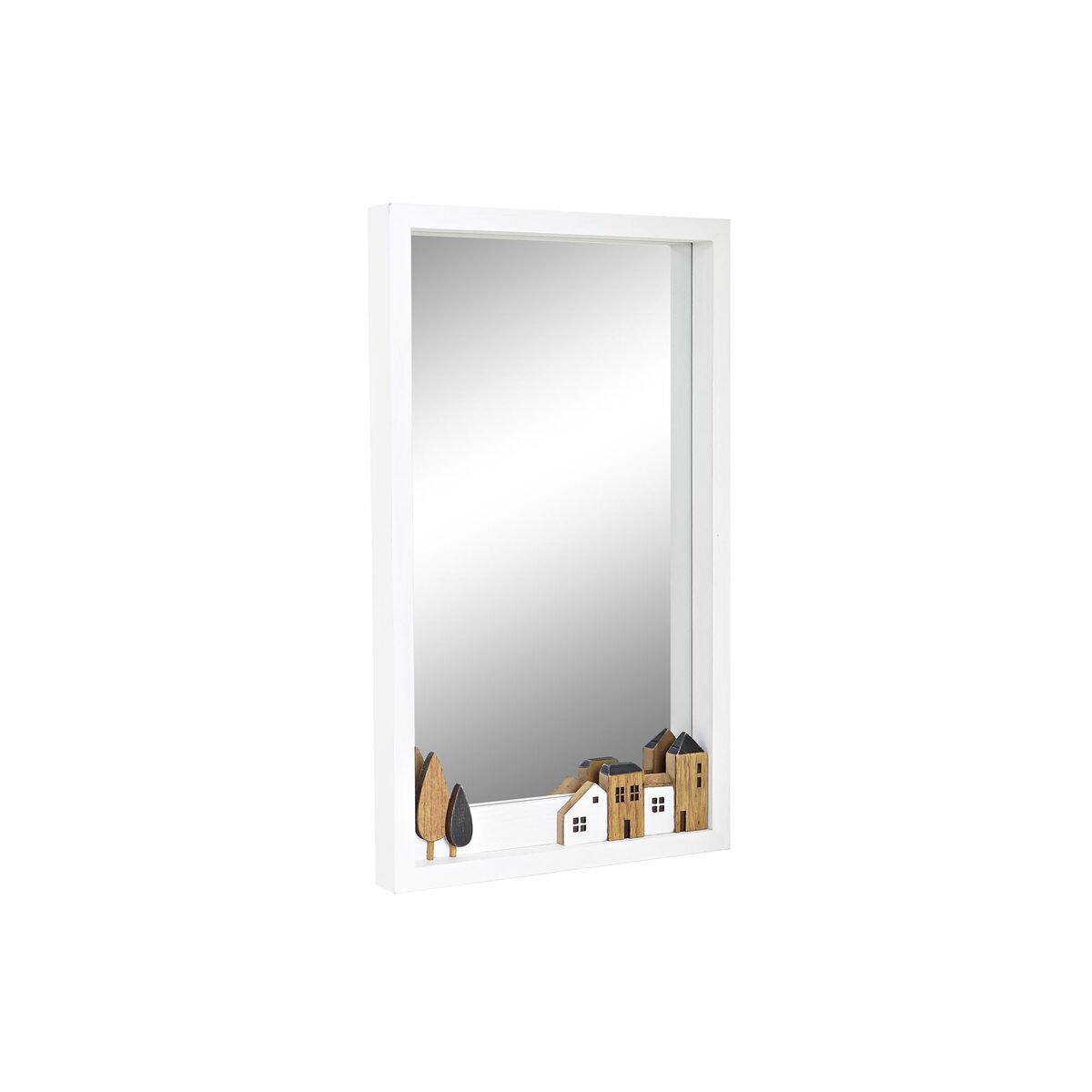 Specchio Da Parete Dkd Home Decor Bianco Case Città 36 X 4 X 60 cm