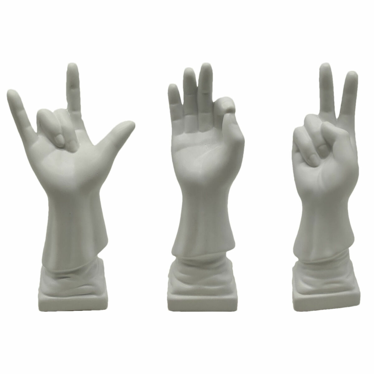 Statua Decorativa Dkd Home Decor Bianco Mano 7 X 7 X 25 Cm (3 Unità)