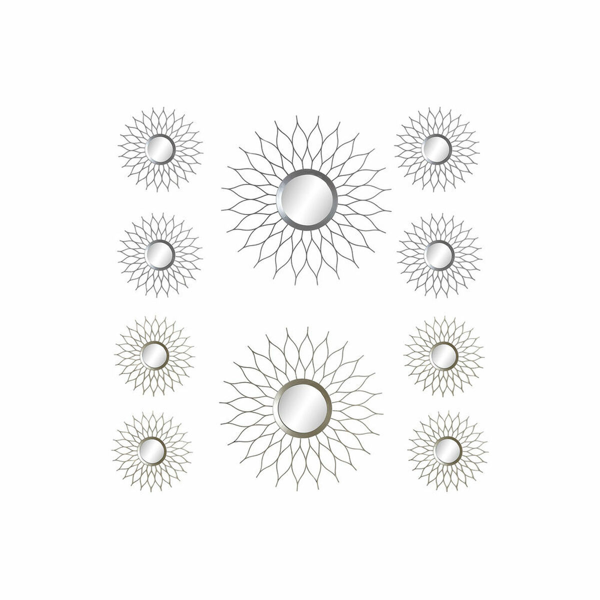 Specchio Da Parete Dkd Home Decor Champagne Argento Polipropilene (2 Pcs) (5 Pcs)