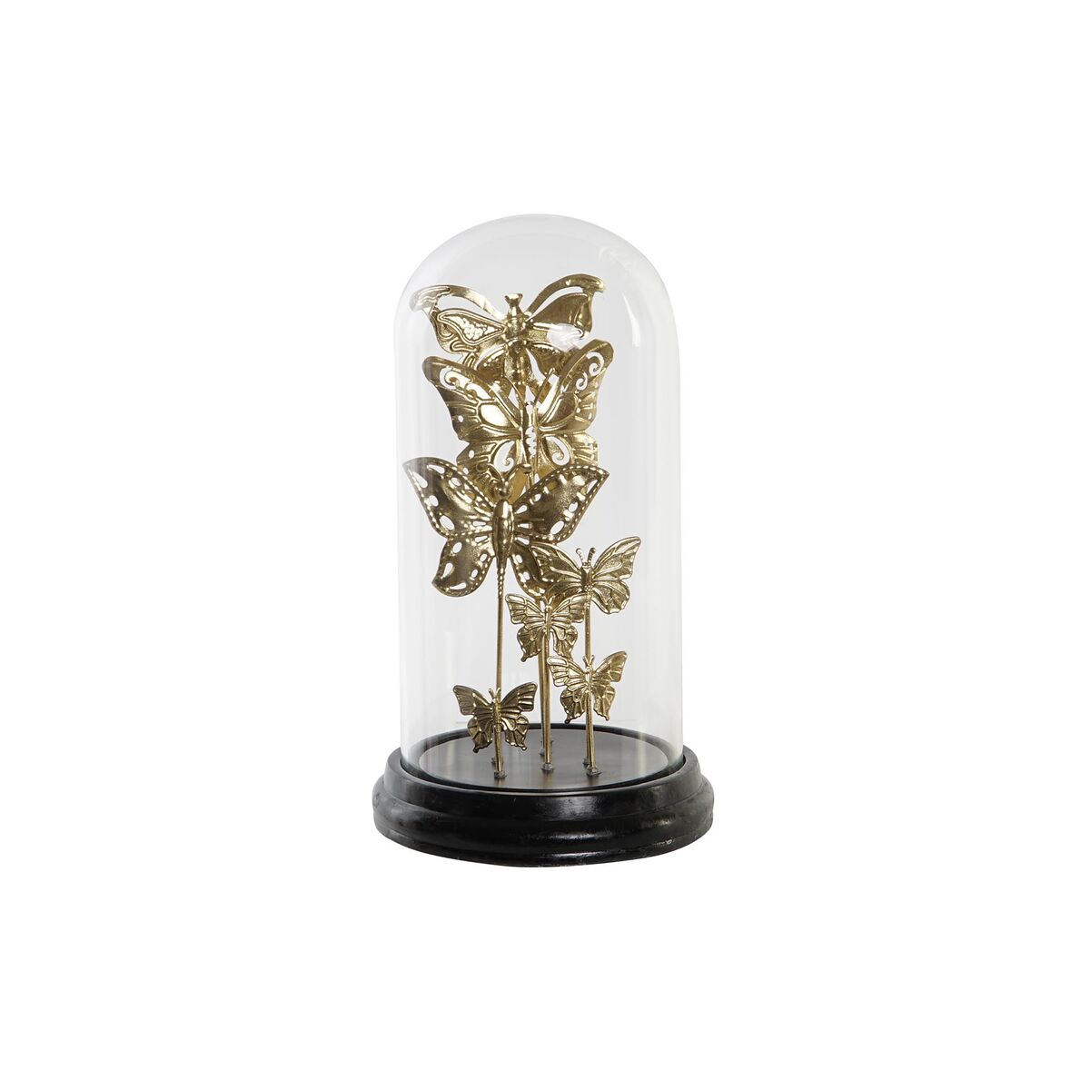 Statua Decorativa Dkd Home Decor Cristallo Nero Dorato Metallo Farfalle (18,5 X 18,5 X 32,5 Cm)