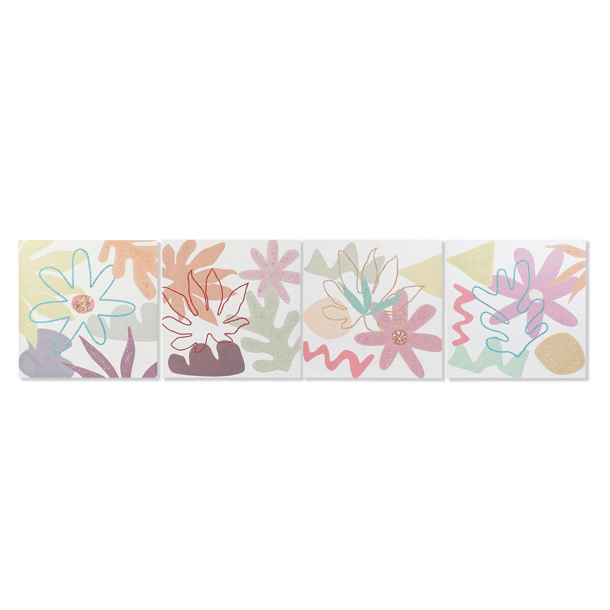 Tela Dkd Home Decor Fiori (60 X 1,8 X 60 Cm) (4 Unità)