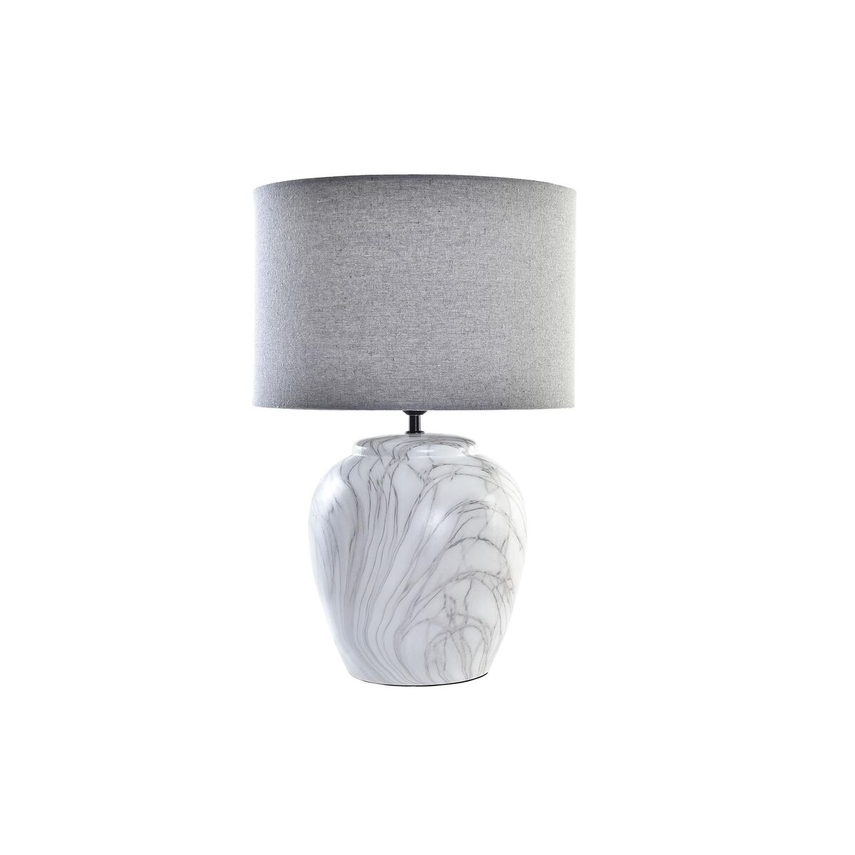 Lampada Da Tavolo Dkd Home Decor Tela Ceramica Grigio Bianco (38 X 38 X 58 Cm)