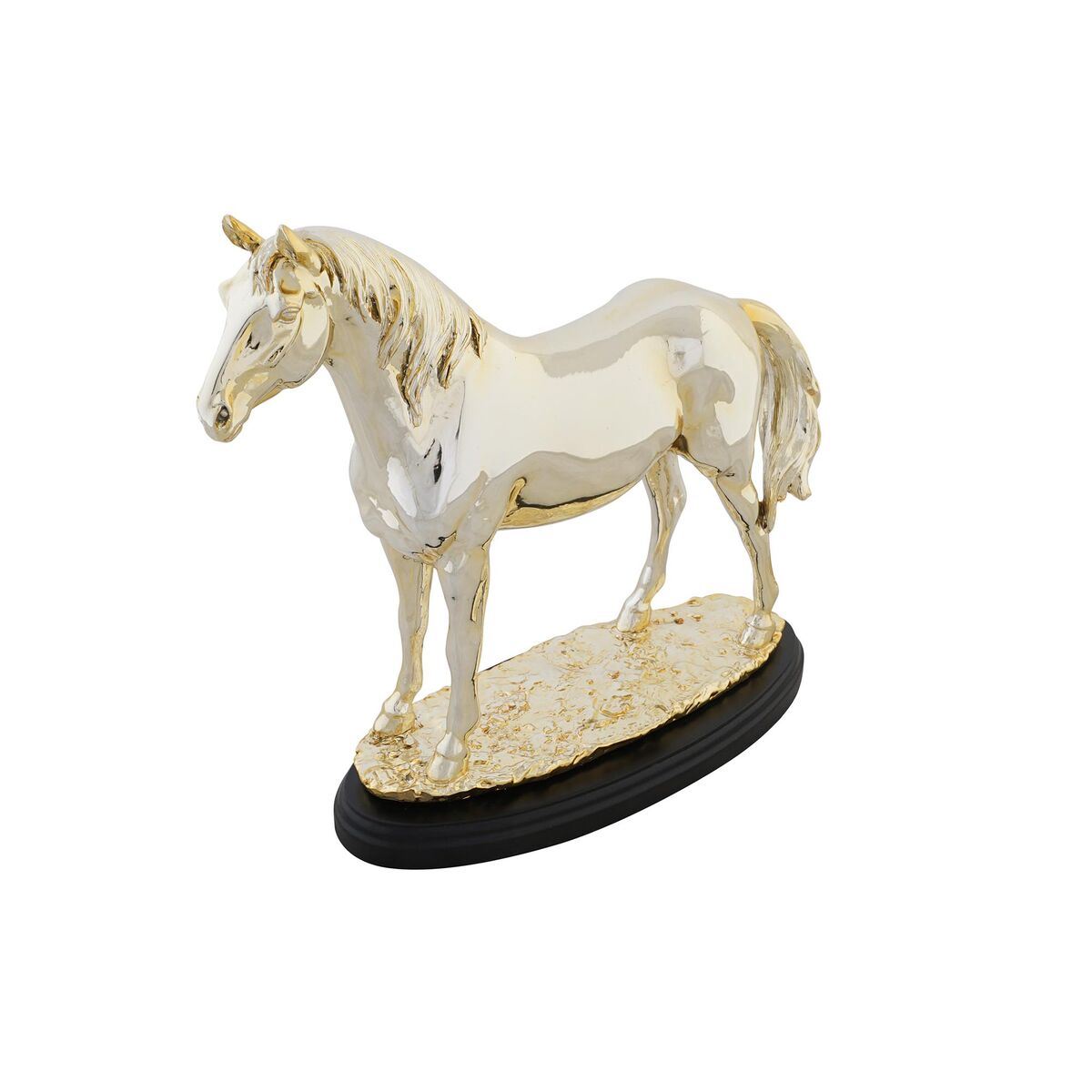 Statua Decorativa Dkd Home Decor Cavallo Nero Dorato Resina (30 X 11,5 X 26 Cm)