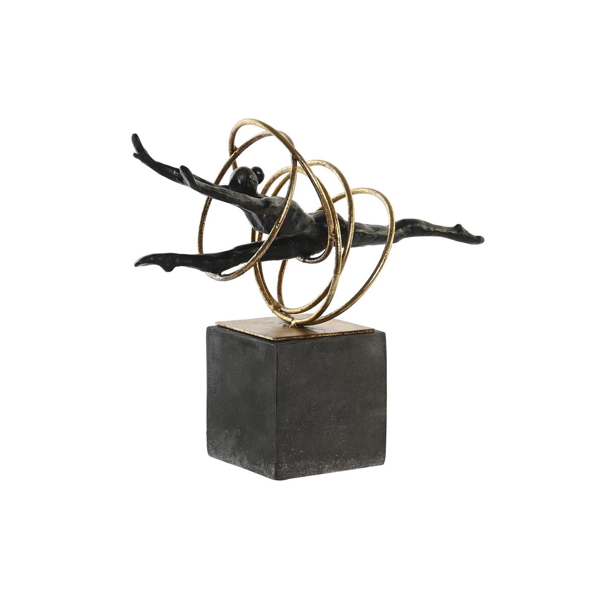 Statua Decorativa Dkd Home Decor Nero Dorato Metallo Resina Moderno (36 X 14 X 29,5 Cm)