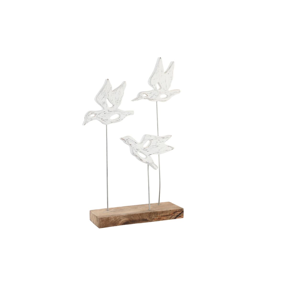 Statua Decorativa Dkd Home Decor Marrone Bianco Ferro Legno Di Mango Uccelli (32 X 10 X 51 Cm)
