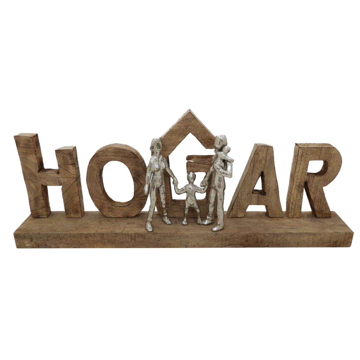 Statua Decorativa Dkd Home Decor Marrone Alluminio Legno Di Mango (55 X 7,5 X 21 Cm)