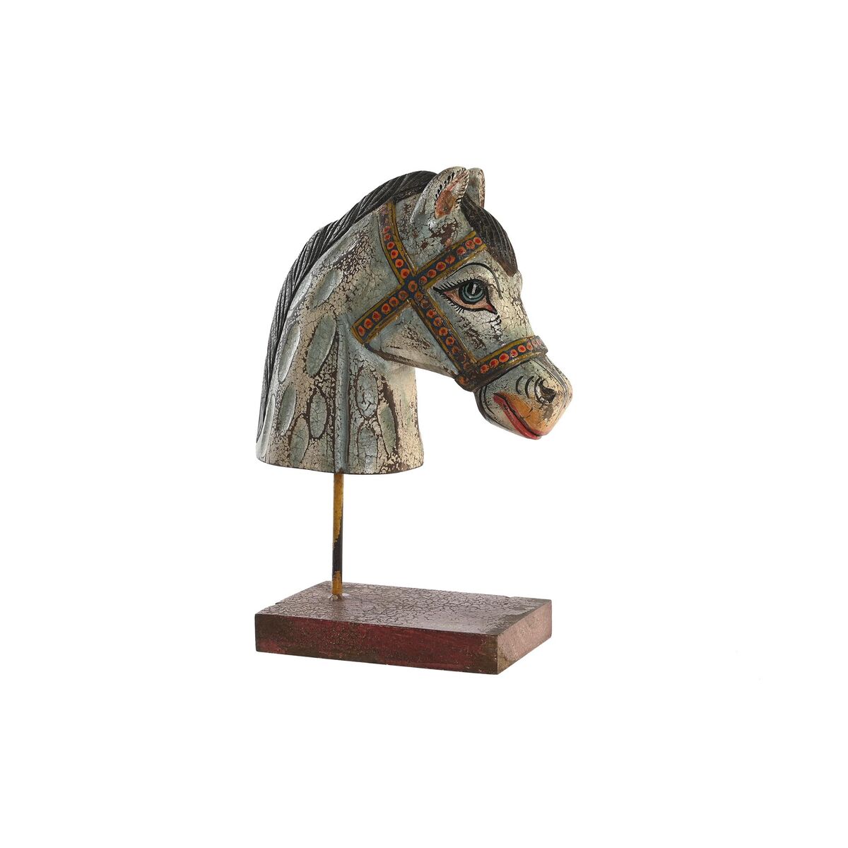 Statua Decorativa Dkd Home Decor Cavallo Ferro Legno Di Mango (24 X 12 X 35 Cm)