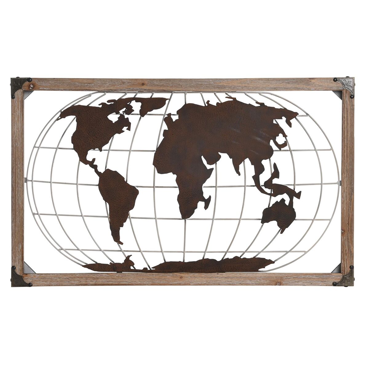 Statua Decorativa Dkd Home Decor Naturale Metallo Rame Pino Mappamondo (75 X 6 X 46 Cm)