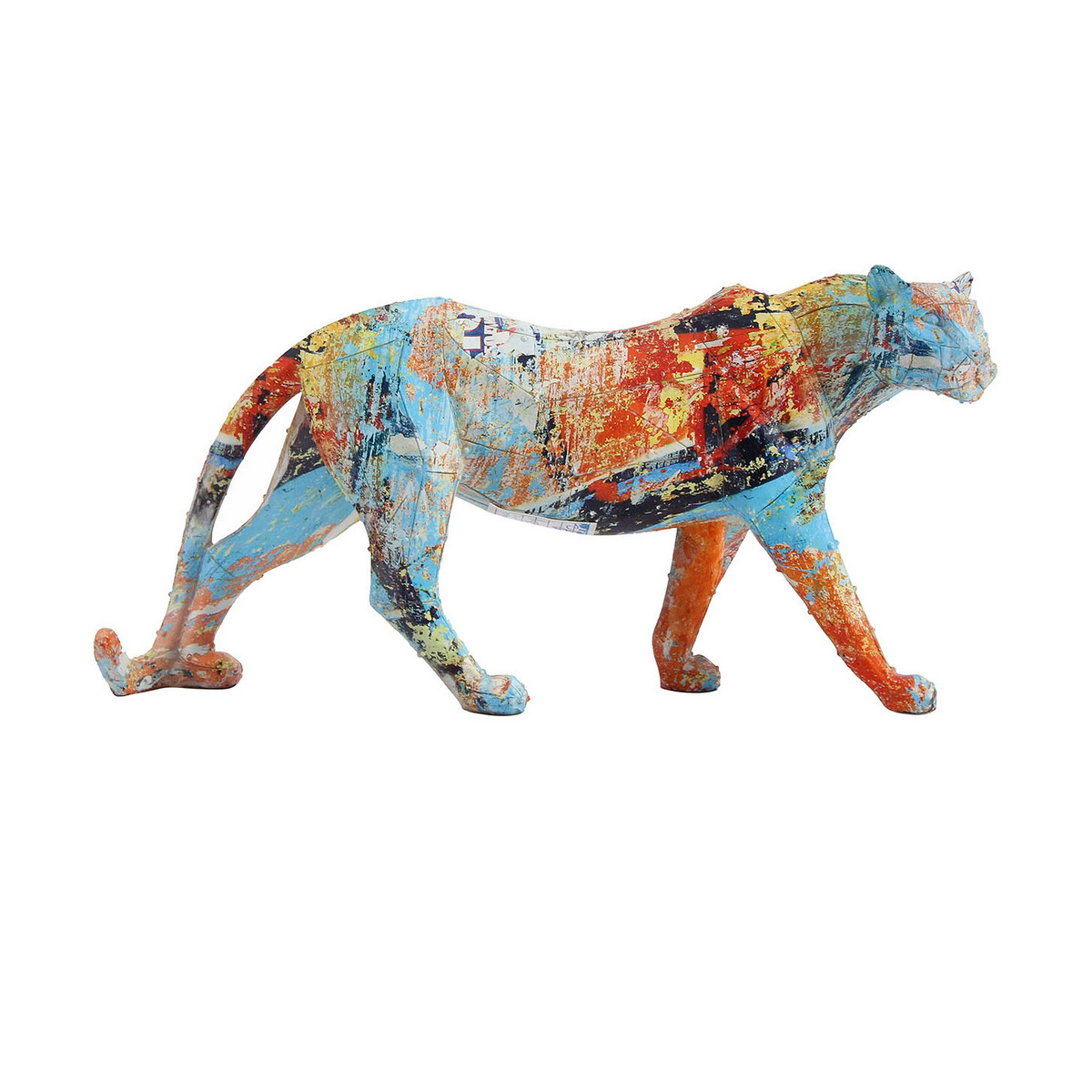 Statua Decorativa Dkd Home Decor 29,5 X 8,5 X 15 Cm Leopardo Multicolore Moderno
