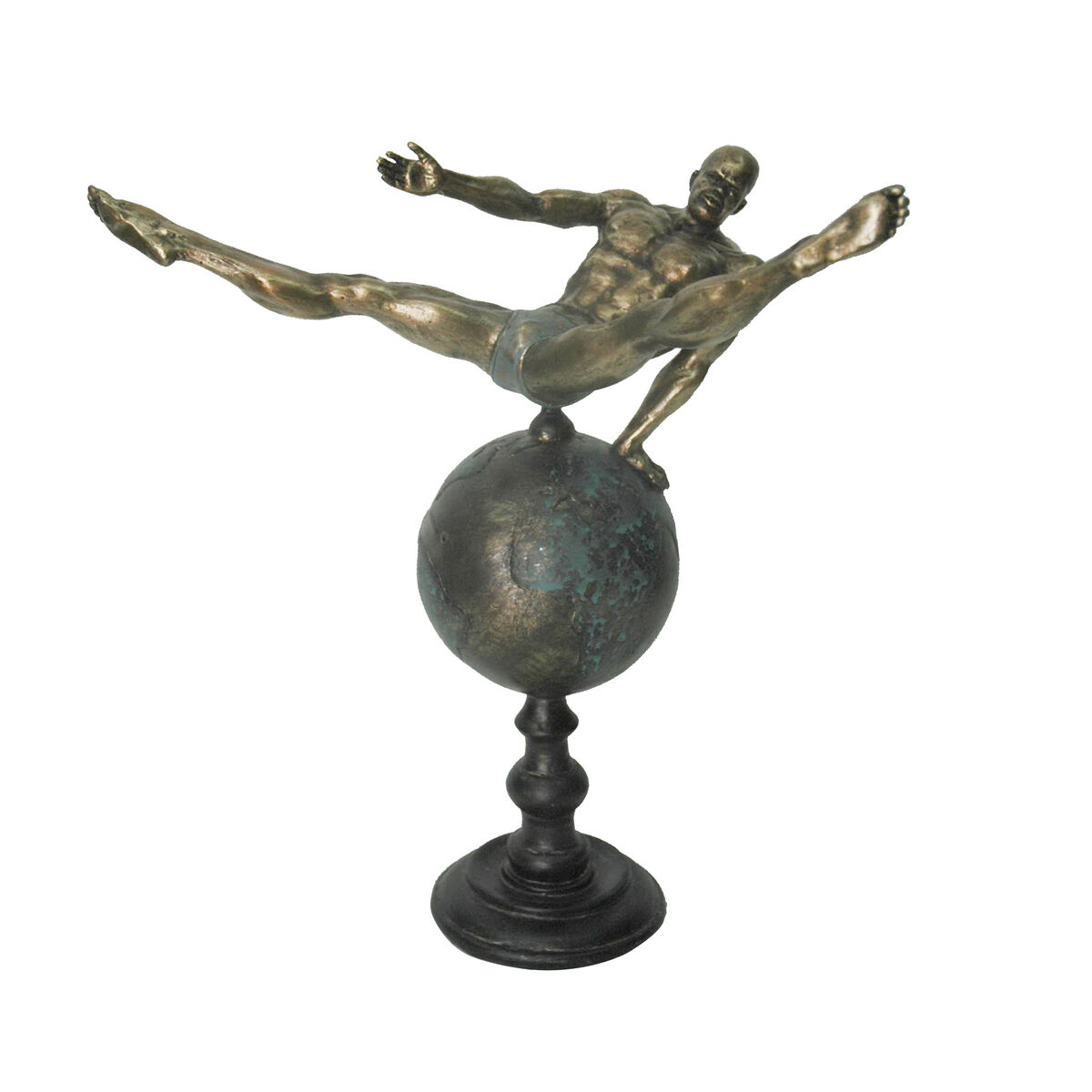 Statua Decorativa Dkd Home Decor Mondo Dorato Resina Ginnasta Moderno (29 X 16 X 33 Cm)