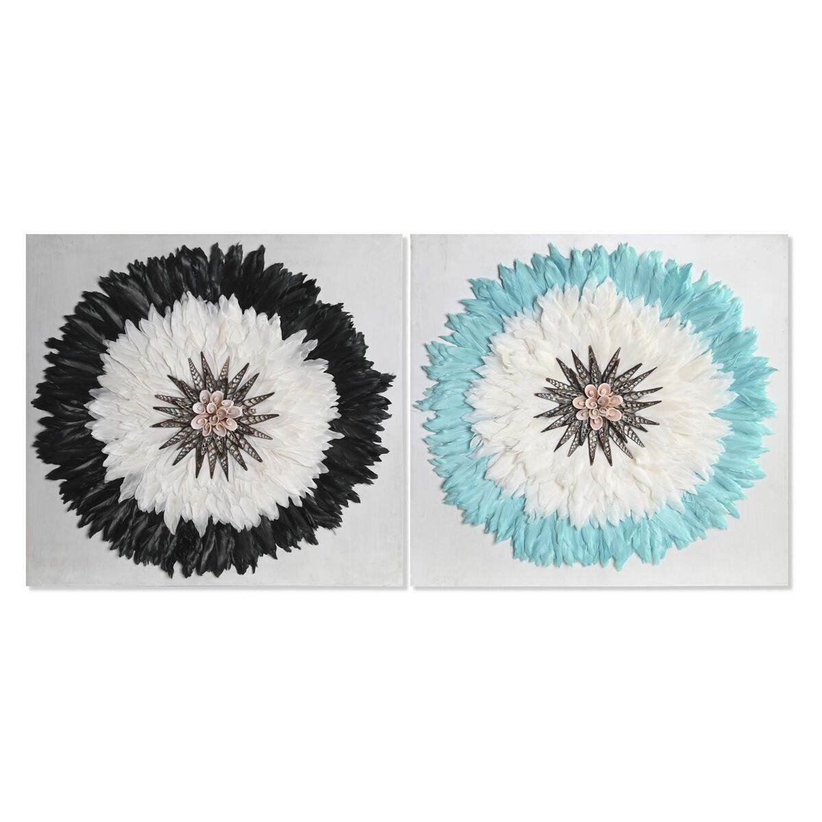 Decorazione Da Parete Dkd Home Decor Bianco Nero 60 X 6 X 60 Cm (2 Unità)