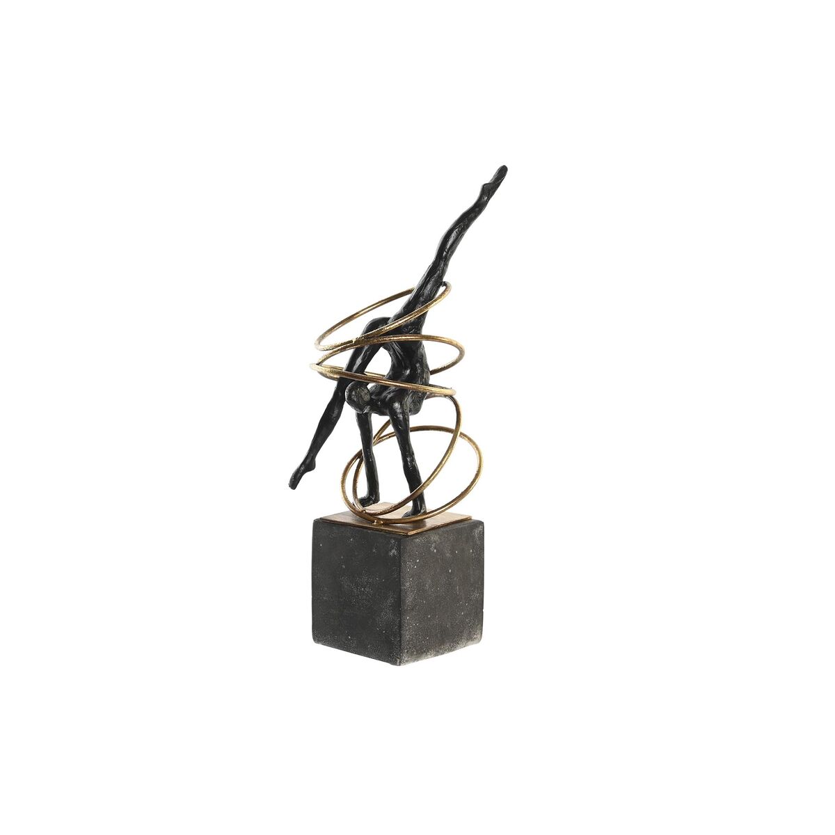Statua Decorativa Dkd Home Decor Nero Dorato Metallo Resina Moderno (17 X 14 X 42,5 Cm)