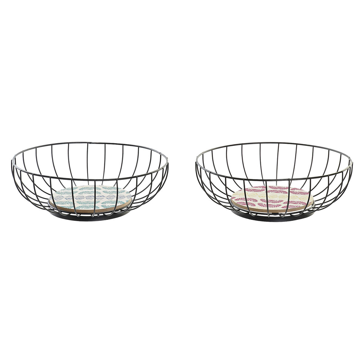 Portafrutta Dkd Home Decor Azzurro Turchese Metallo Legno Mdf 28 X 28 X 11 Cm (2 Unità)