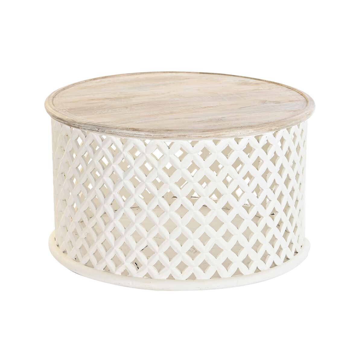 Tavolino Da Caffè Dkd Home Decor Bianco Naturale Alluminio Legno Di Mango 81 X 81 X 45 cm