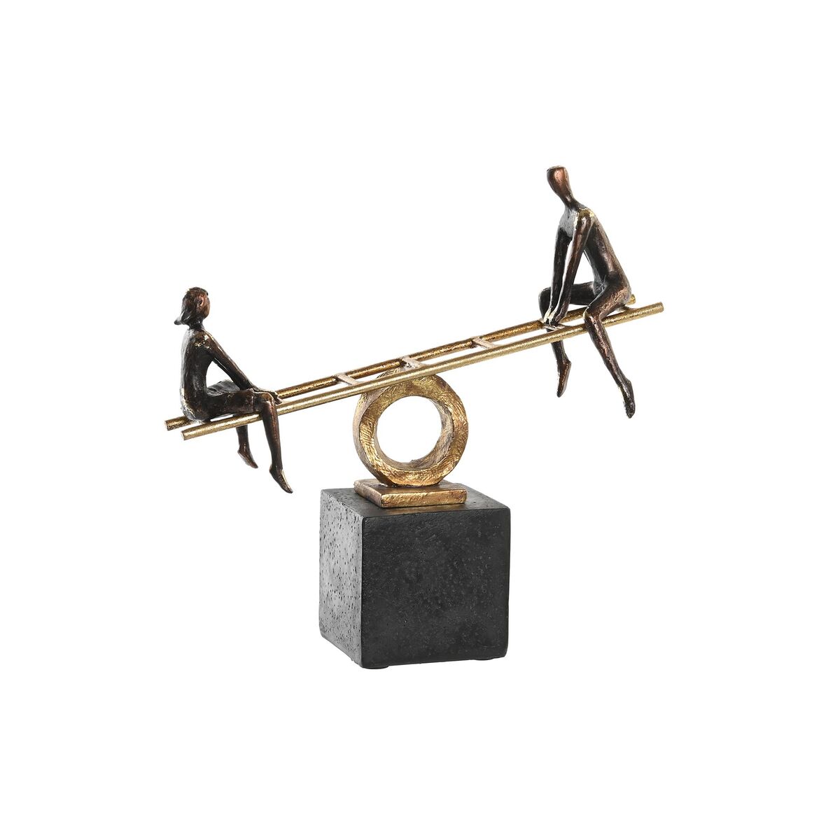 Statua Decorativa Dkd Home Decor Nero Dorato Metallo Resina Persone Moderno (27 X 9 X 27,5 Cm)