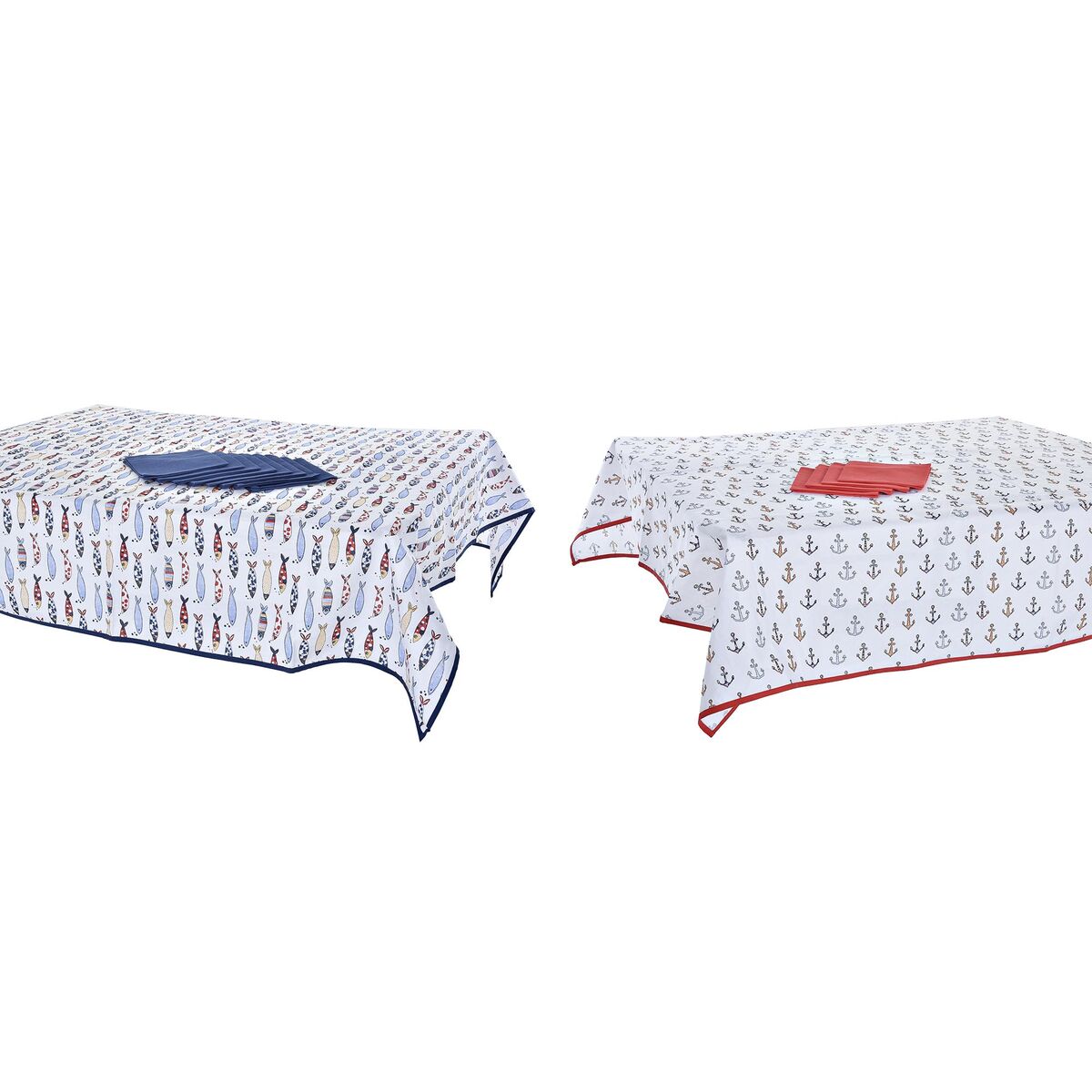 Set Biancheria Da Tavola Dkd Home Decor Azzurro Bianco Rosso 150 X 150 X 0,5 Cm (2 Unità) - Image 4