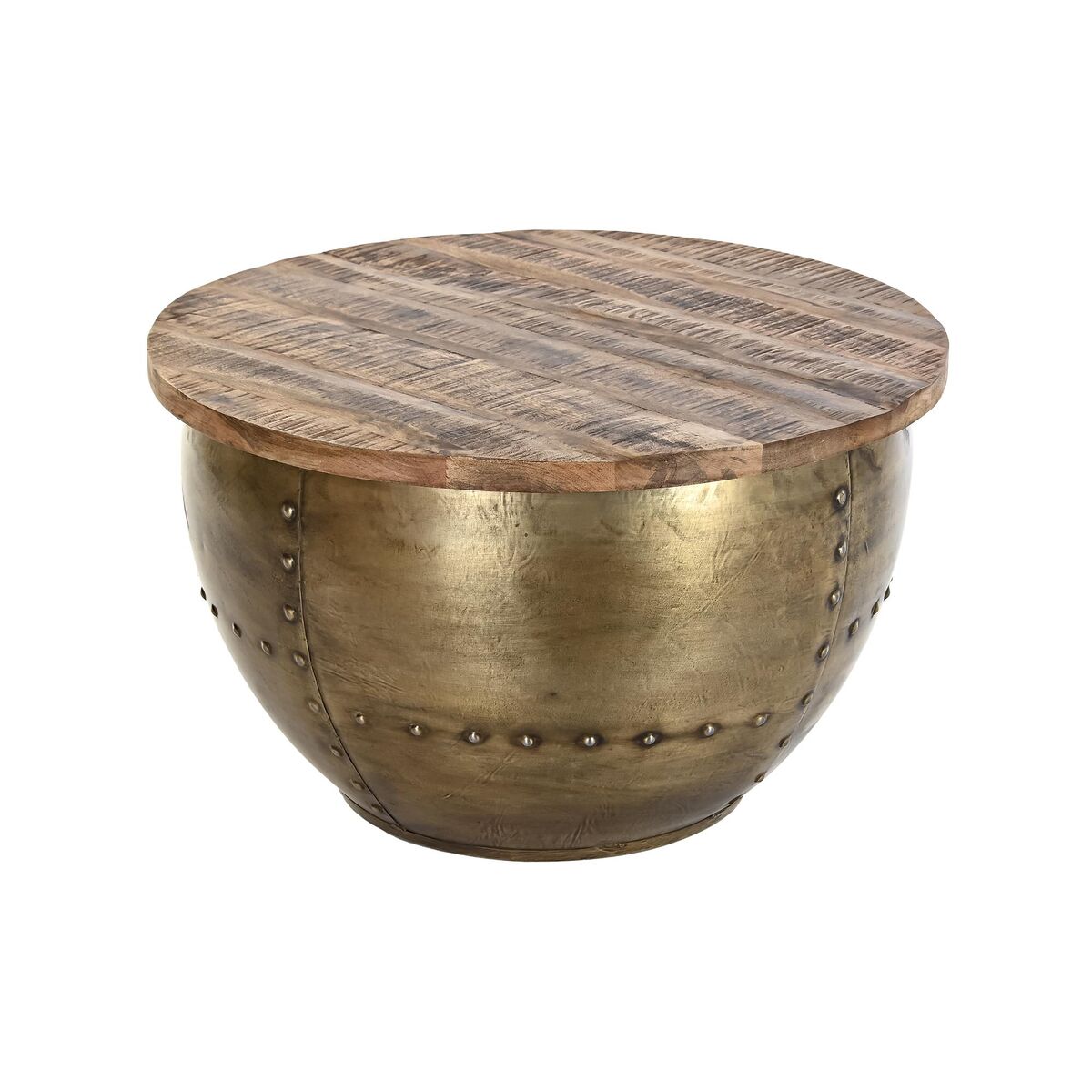 Tavolino Da Caffè Dkd Home Decor Glamour Marrone Dorato Metallo Legno Di Mango 68 X 68 X 44 cm