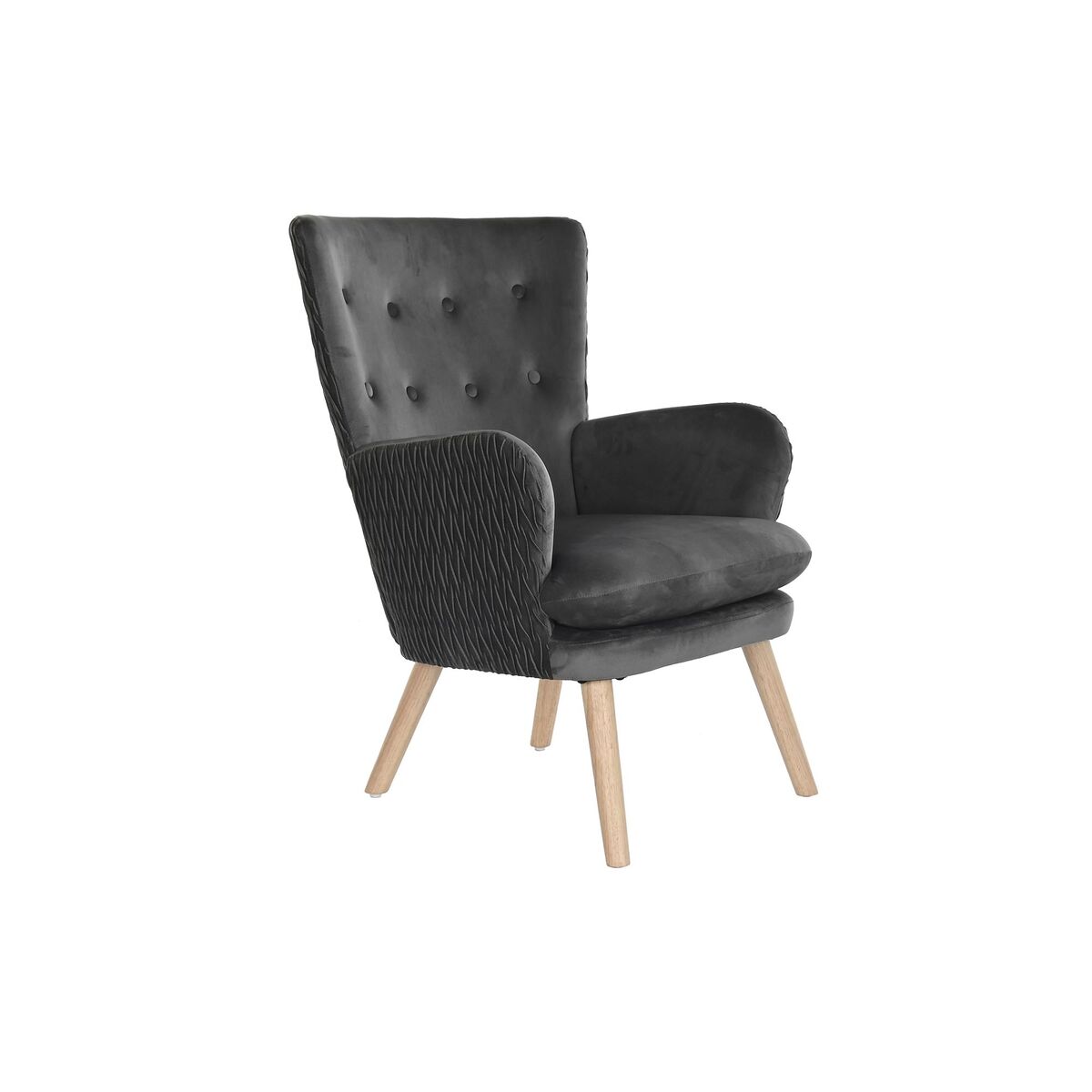 Poltrona Dkd Home Decor Naturale Grigio Scuro Poliestere Legno 66 X 67 X 92 cm