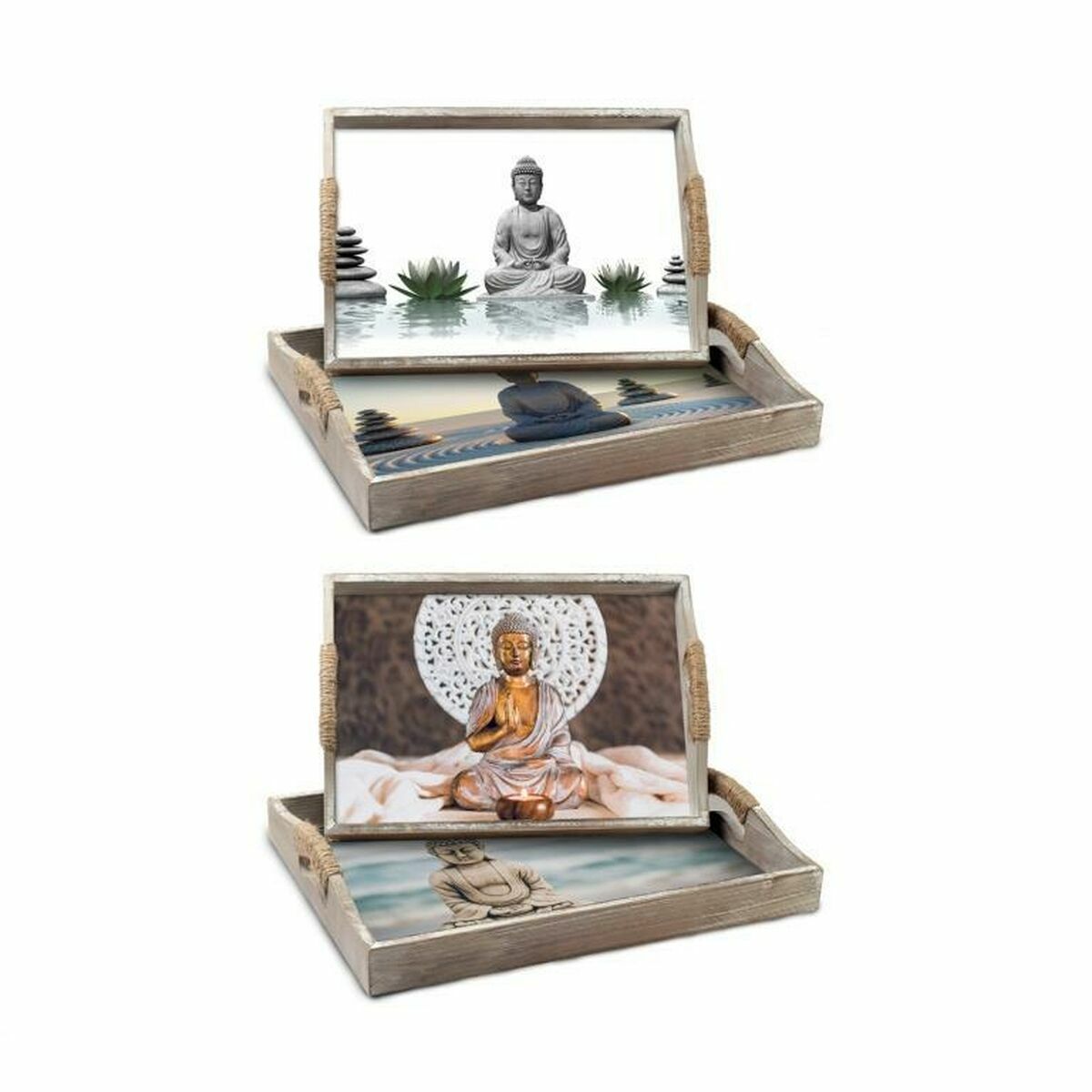 Set Di Vassoi Dkd Home Decor 40 X 30 X 6 Cm Legno Mdf (2 Unità)
