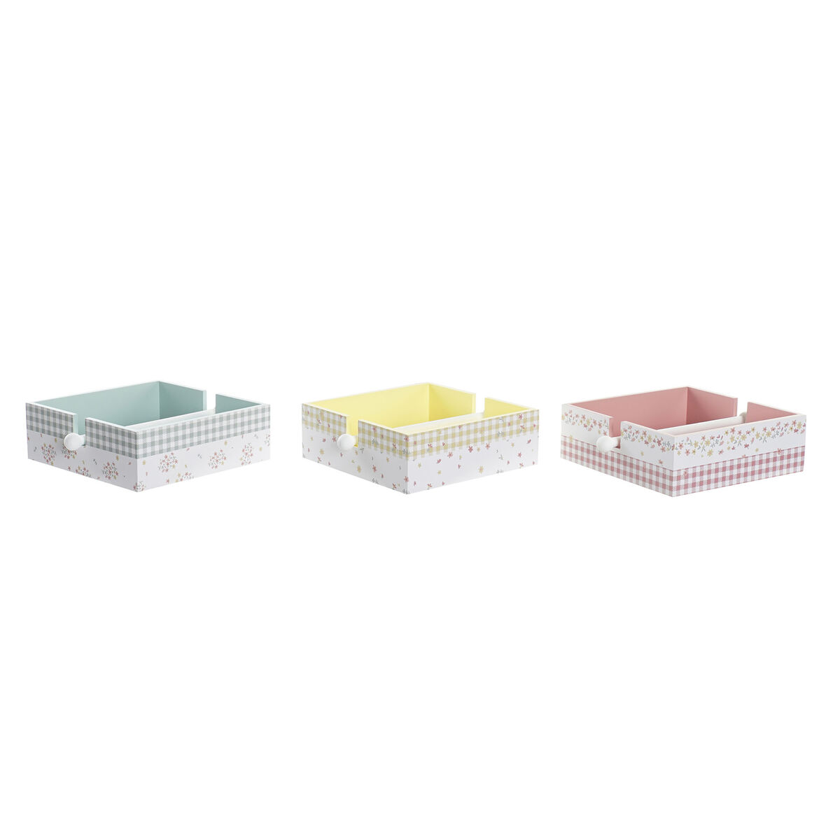 Portatovagliolo Dkd Home Decor Vichy Sweet Metallo Alluminio Legno Mdf 22 X 18 X 6 Cm (3 Unità)