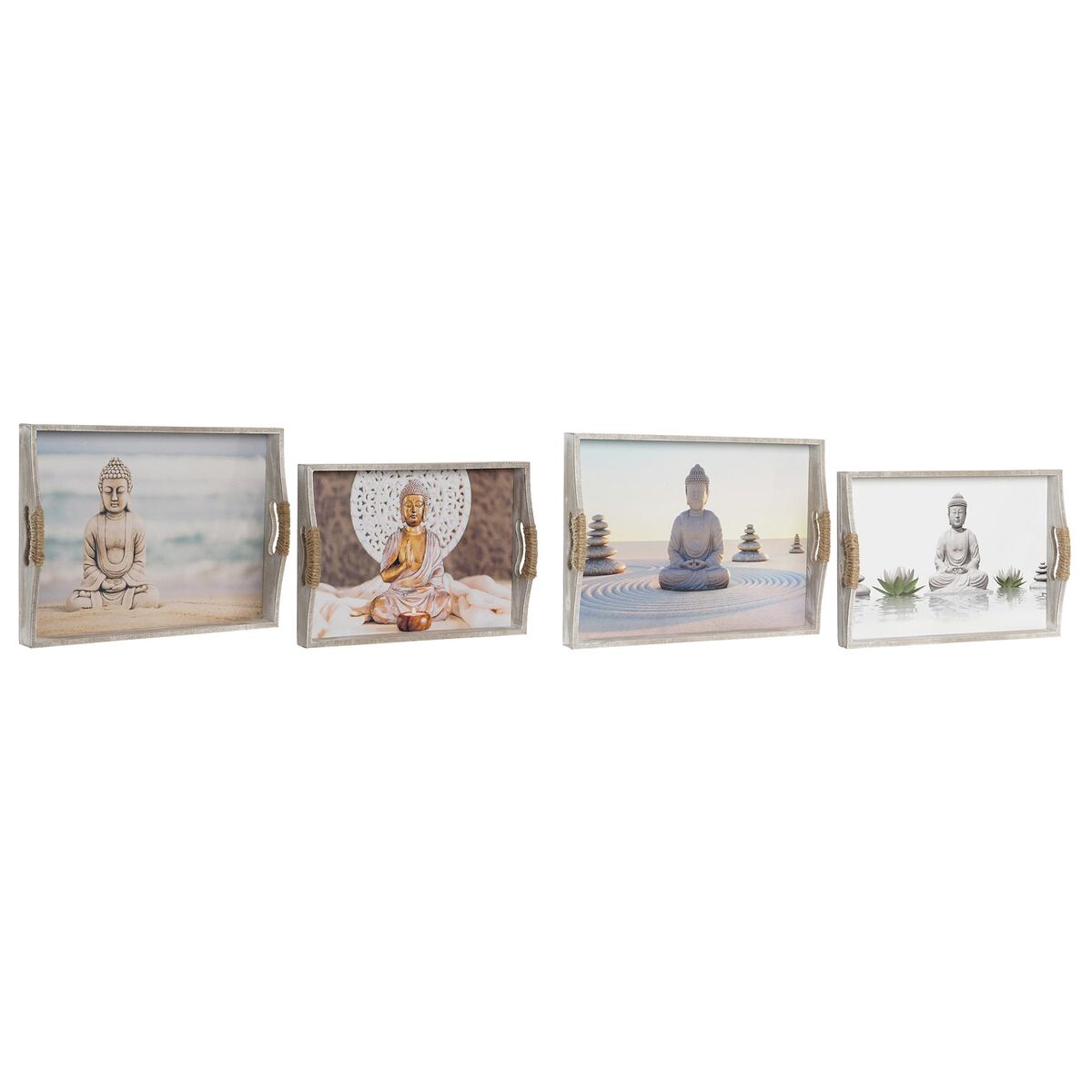 Set Di Vassoi Dkd Home Decor 40 X 30 X 6 Cm Legno Mdf (2 Unità) - Image 4