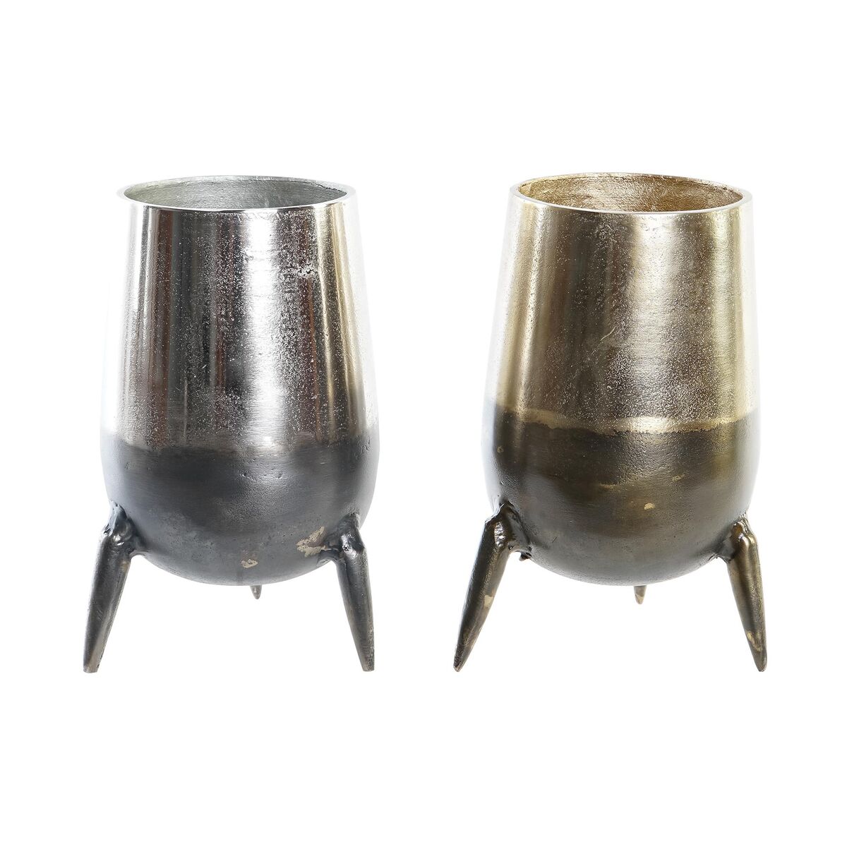 Vaso Dkd Home Decor 15,5 X 15,5 X 26 Cm Argentato Dorato Alluminio Moderno (2 Unità)