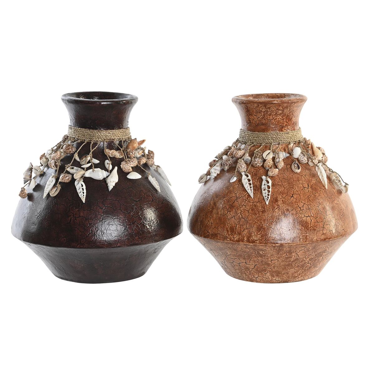 Vaso Dkd Home Decor Multicolore Bambù Conchiglie 30 X 30 X 32 Cm (2 Unità)