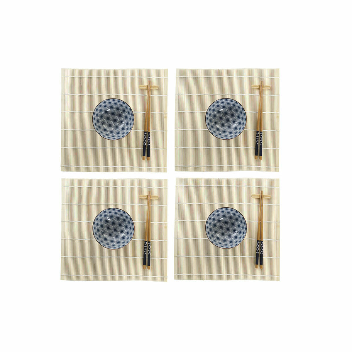 Set Per Sushi Dkd Home Decor 14,5 X 14,5 X 31 Cm Azzurro Gres Orientale (16 Pezzi)