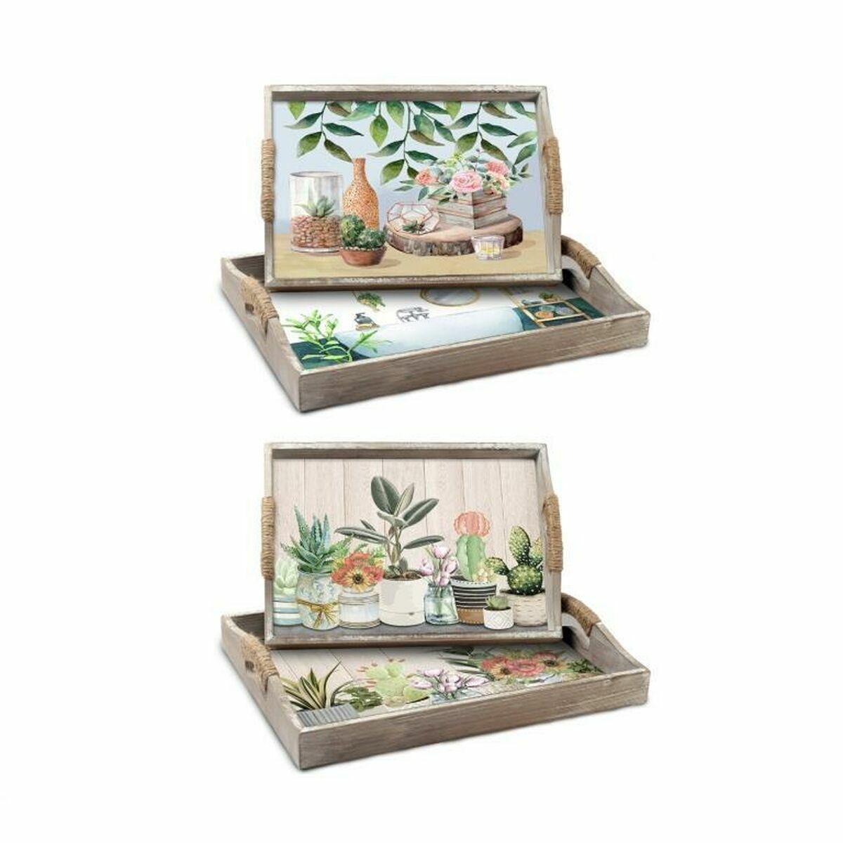 Set Di Vassoi Dkd Home Decor 40 X 30 X 6 Cm Legno Mdf (2 Unità)