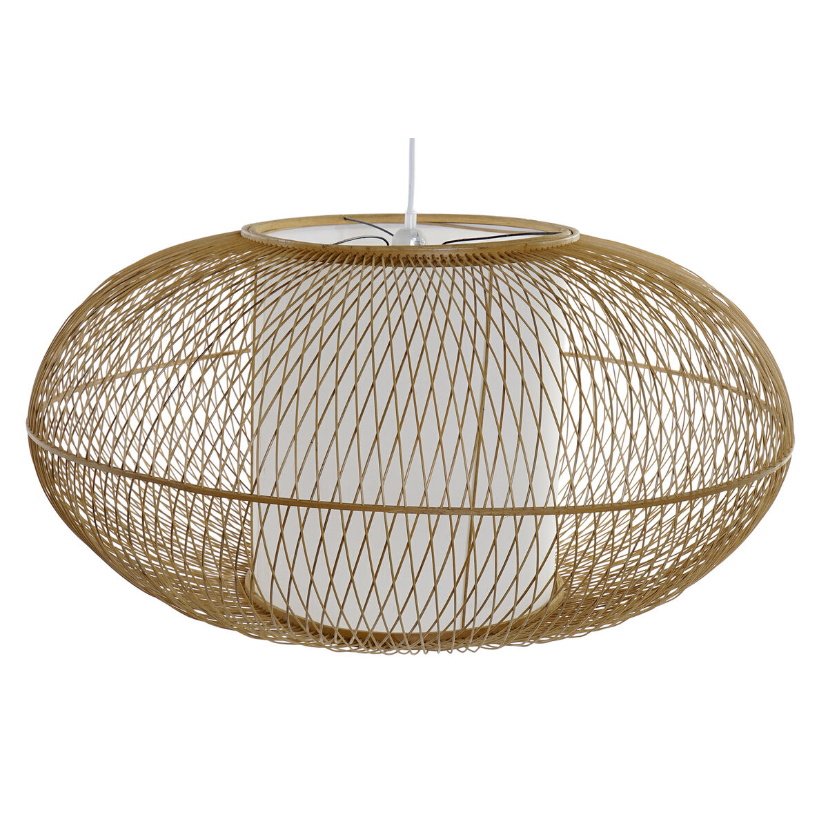 Lampadario Dkd Home Decor Bianco Naturale Bambù 40 W 83 X 83 X 40 cm
