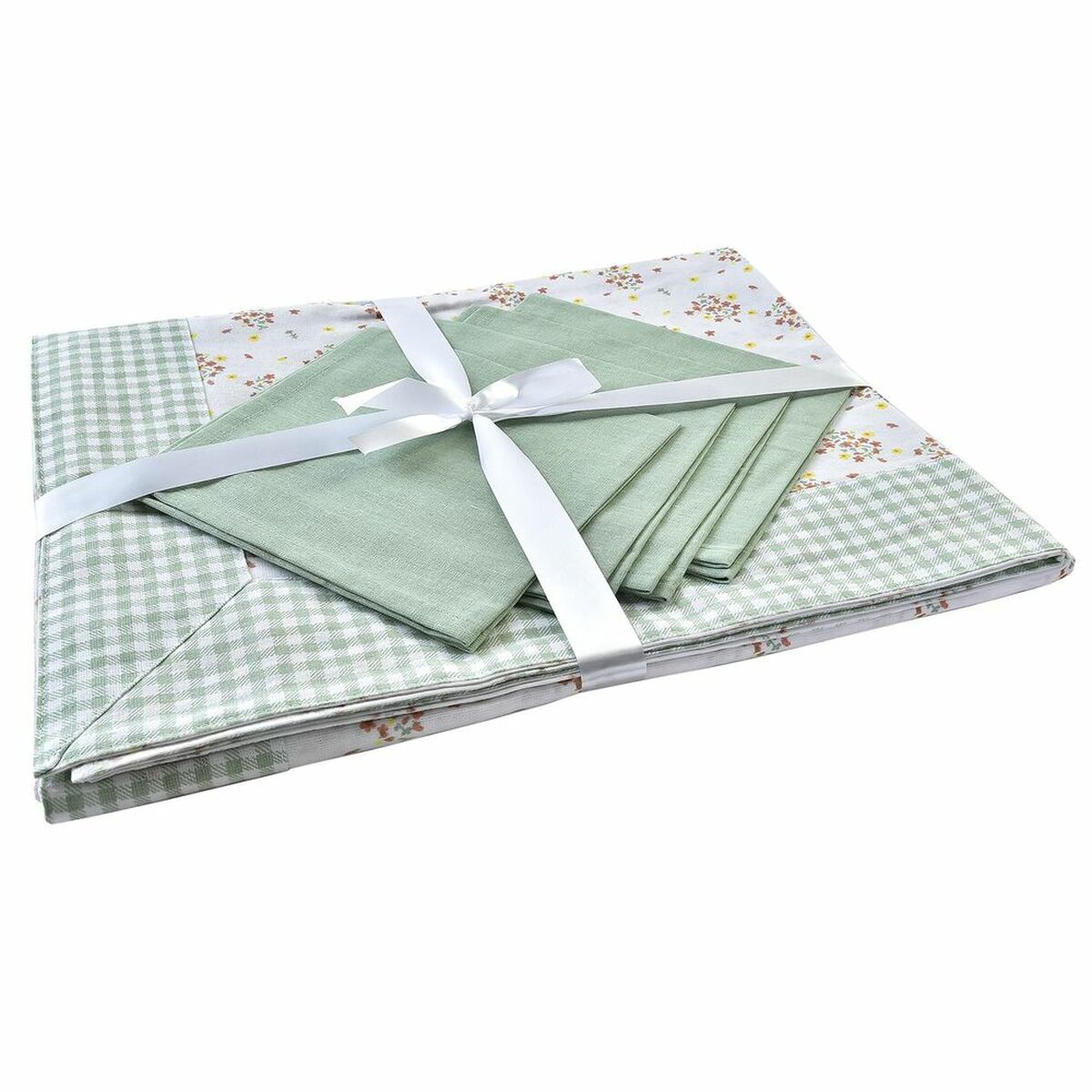 Set Biancheria Da Tavola Dkd Home Decor Fiori Verde 150 X 150 X 0,5 cm