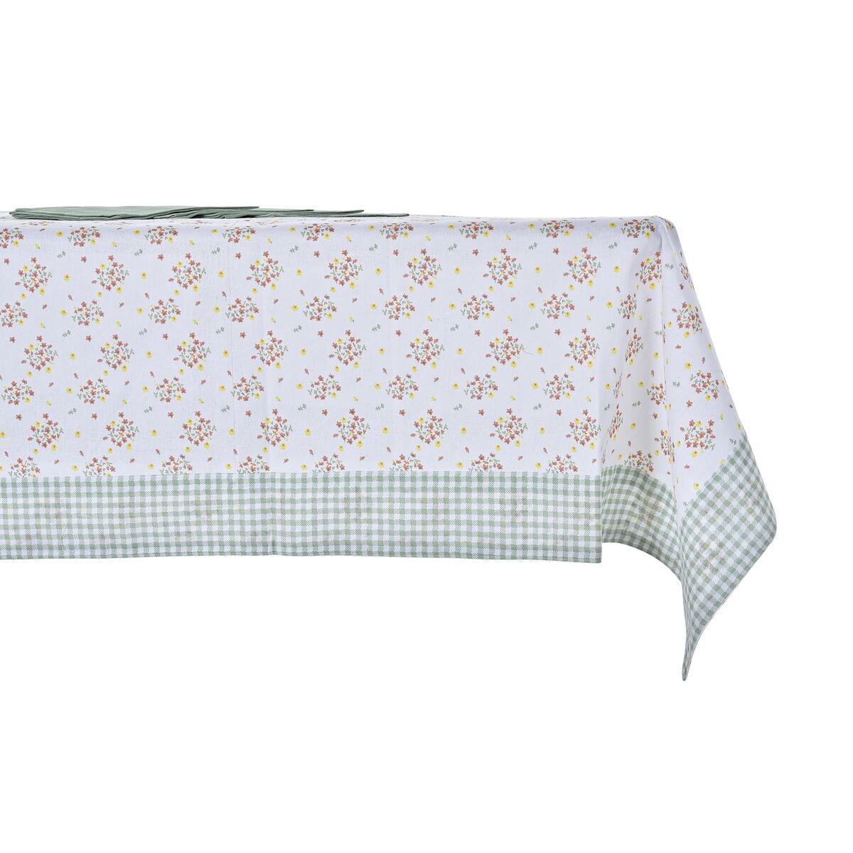 Set Biancheria Da Tavola Dkd Home Decor Fiori Verde 150 X 150 X 0,5 cm - Image 3