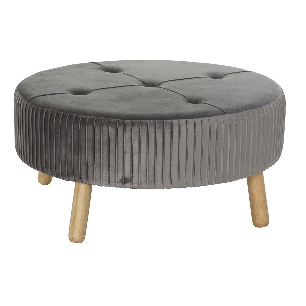 Poggiapiedi Dkd Home Decor 80 X 80 X 38 Cm Scandi Grigio Legno Velluto Grigio Scuro Velvet